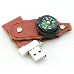Leather USB Drive with compass